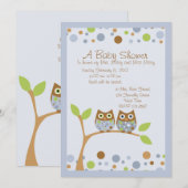 Invitation au Baby shower de la Chouette Twin (Devant / Derrière)