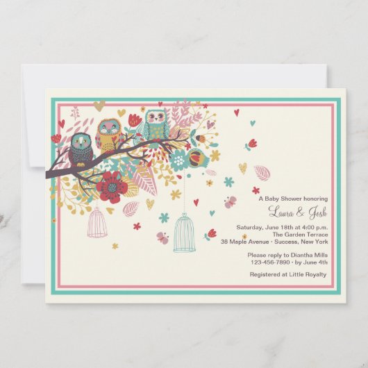 Invitation au Baby shower de la famille Owl (Devant)