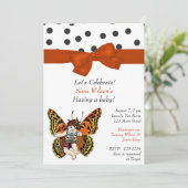 Invitation au Baby shower de la fée des papillons (Debout devant)