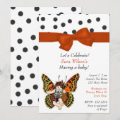 Invitation au Baby shower de la fée des papillons (Devant / Derrière)