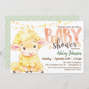 Invitation au Baby shower de la ferme des moutons