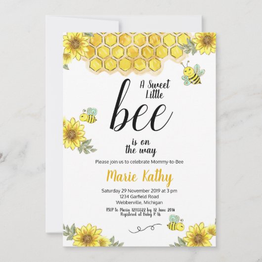 Invitation au Baby shower de la fête de la mère à (Devant)