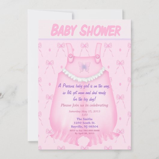 Invitation au Baby shower de la fille-bébé (Devant)
