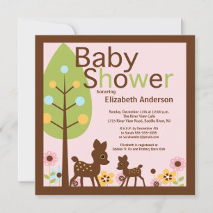 Invitation au Baby shower de la fille du cerf de b