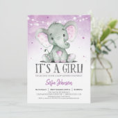 Invitation au Baby shower de la fille Eléphant Vio (Debout devant)