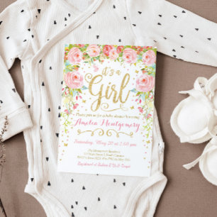 Invitation au Baby shower de la fille papillon flo