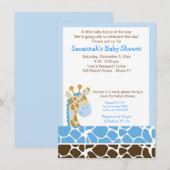 Invitation au Baby shower de la Girafe bleue (Devant / Derrière)