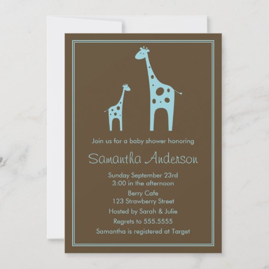 Invitation au Baby shower de la Girafe moderne - G (Devant)