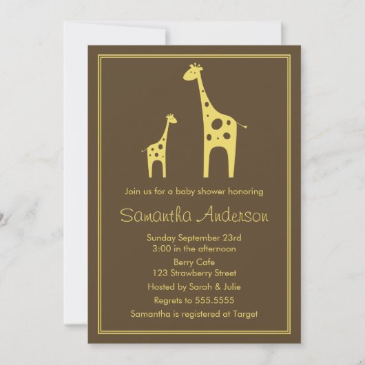 Invitation au Baby shower de la Girafe moderne - N (Devant)