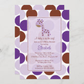 Invitation au Baby shower de la Girafe pourpre (Devant / Derrière)