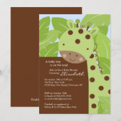 Invitation au Baby shower de la Giraffe verte (Devant / Derrière)