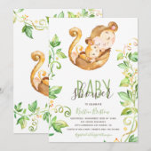 Invitation au Baby shower de la jungle des singes (Devant / Derrière)