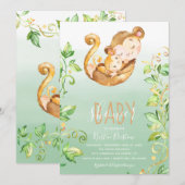 Invitation au Baby shower de la jungle des singes (Devant / Derrière)