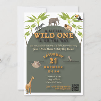 Invitation au Baby shower de la jungle "sauvage" (