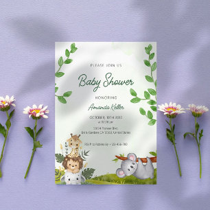 Invitation au Baby shower de la jungle verte