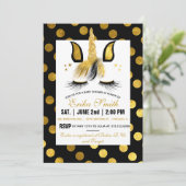 Invitation au Baby shower de la licorne d'or et de (Debout devant)