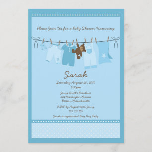 Invitation au Baby shower de la ligne bleue