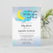 Invitation au Baby shower de la lune et du dos (Debout devant)