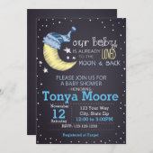 Invitation au Baby shower de la Lune et du dos (ga (Devant / Derrière)