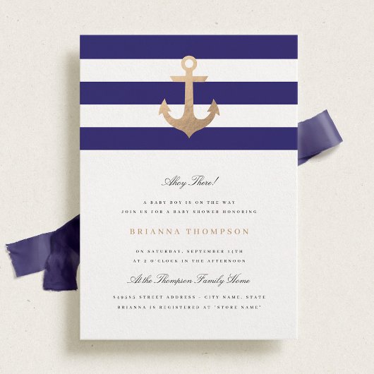 Invitation au Baby shower de la marine nautique