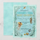 Invitation au Baby shower de la mer - turquoise (Devant / Derrière)