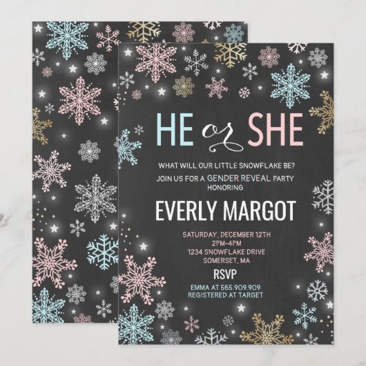 Invitation au Baby shower de la révélation du genr (Devant / Derrière)