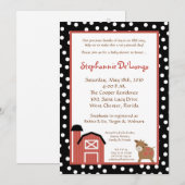 Invitation au Baby shower de la vache à la ferme R (Devant / Derrière)
