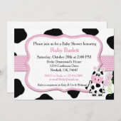 Invitation au Baby shower de la vache avec Chevron (Devant / Derrière)
