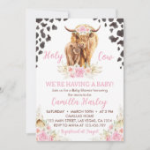 Invitation au Baby shower de la vache Highland (Devant)