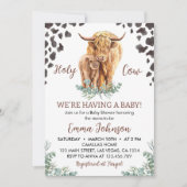 Invitation au Baby shower de la vache Highland (Devant)