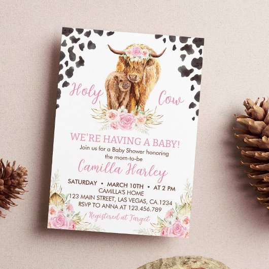 Invitation au Baby shower de la vache Highland
