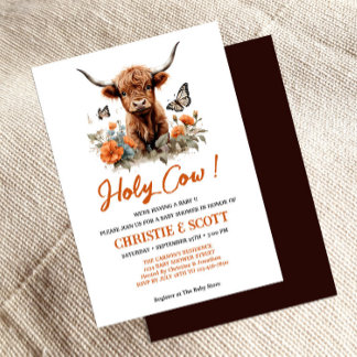 Invitation au Baby shower de la vache Highland