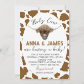 Invitation au Baby shower de la vache Highland (Devant)