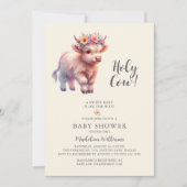 Invitation au Baby shower de la vache Highland Hol (Devant)