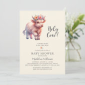 Invitation au Baby shower de la vache Highland Hol (Debout devant)