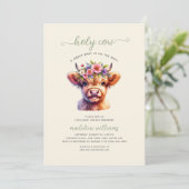 Invitation au Baby shower de la vache Highland Hol (Debout devant)