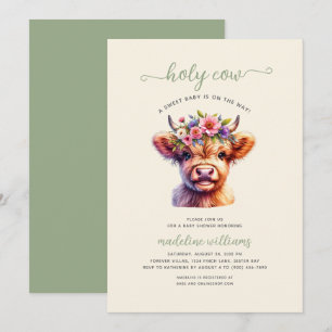 Invitation au Baby shower de la vache Highland Hol