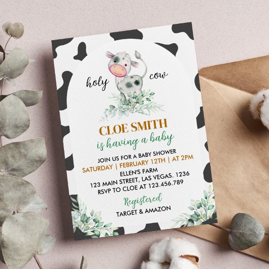 Invitation au Baby shower de la Vache Sainte