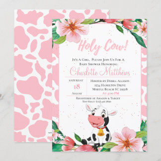 Invitation au Baby shower de la vache Sainte