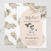 Invitation au Baby shower de la vache sainte neutr (Devant / Derrière)