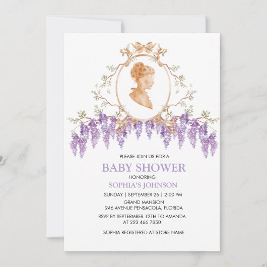 Invitation au Baby shower de la Wisteria du grand (Devant)