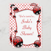 Invitation au Baby shower de Ladybug (Devant / Derrière)