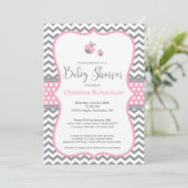 Invitation au Baby shower de Ladybug rose (Debout devant)