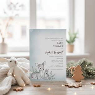 Invitation au Baby shower de lapin d'hiver de bois