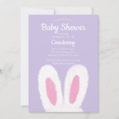 Invitation au baby shower de lapin moelleux minima (Devant)