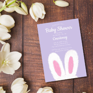 Invitation au baby shower de lapin moelleux minima