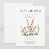 Invitation au Baby shower de lapin neutre pour les (Devant / Derrière)