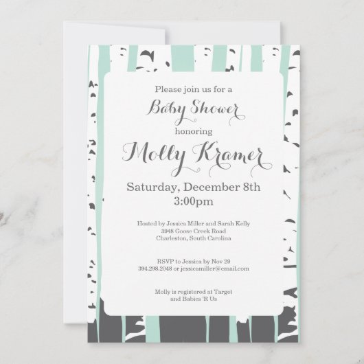 Invitation au Baby shower de l'Aspen vert (Devant)