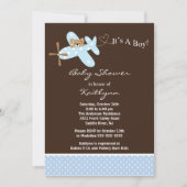 Invitation au Baby shower de l'avion bleu (Devant)