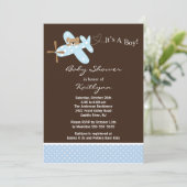 Invitation au Baby shower de l'avion bleu (Debout devant)